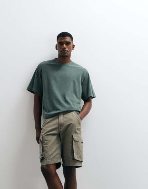 Abercrombie & Fitch - Premium T-shirt van zware stof met korte mouwen in groen met wassing - view 1