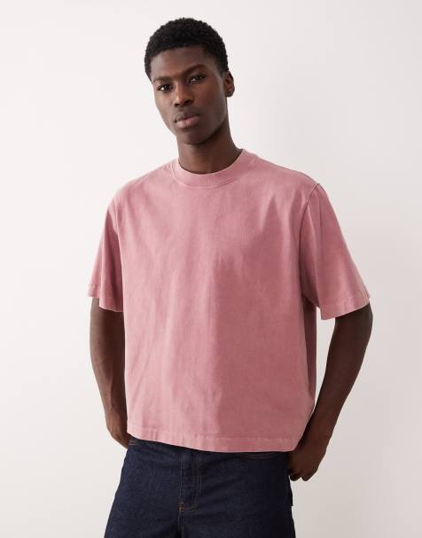 Abercrombie & Fitch - Premium T-shirt van zware stof met korte mouwen in roze met wassing - view 1