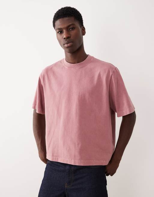 Abercrombie & Fitch - Premium T-shirt van zware stof met korte mouwen in roze met wassing