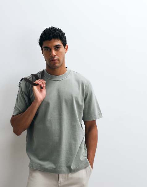 Abercrombie & Fitch premium T-shirt w spranym zielonym kolorze - view 1