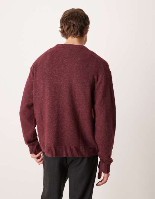 Abercrombie & Fitch - Preppy cardigan i bordeauxrød, 3 af 5