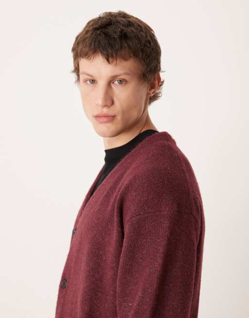 Abercrombie & Fitch - Preppy cardigan i bordeauxrød, 4 af 5