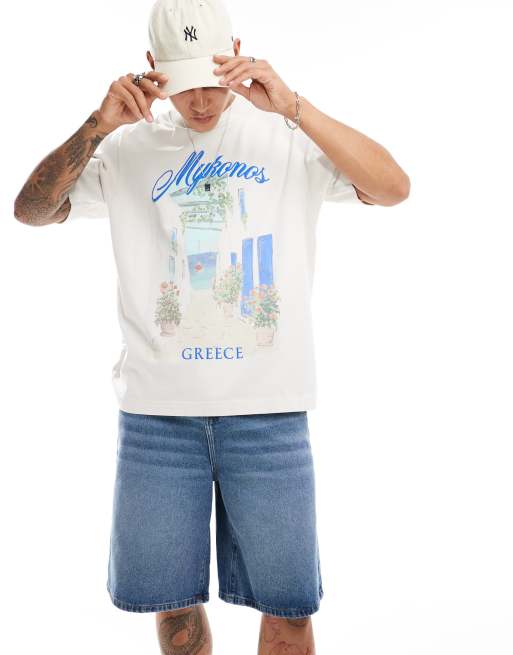 Abercrombie & Fitch – Preppy Luxe Destination – Kremowy T-shirt ze wzorem 