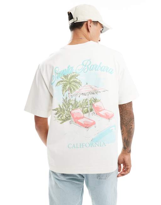 Abercrombie & Fitch - Preppy Luxe - T-shirt met bestemmingsprint op de achterkant in crème