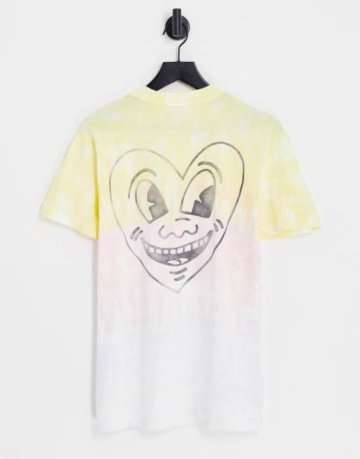 Abercrombie & Fitch Pride capsule keith haring heart back print tie dye t-shirt in multi