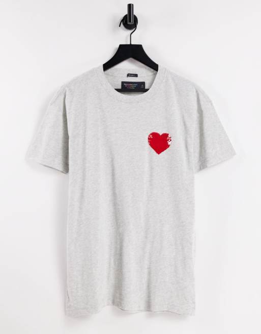 Abercrombie & Fitch - Pride Capsule - T-shirt met hart met lovertjes in gemêleerd grijs