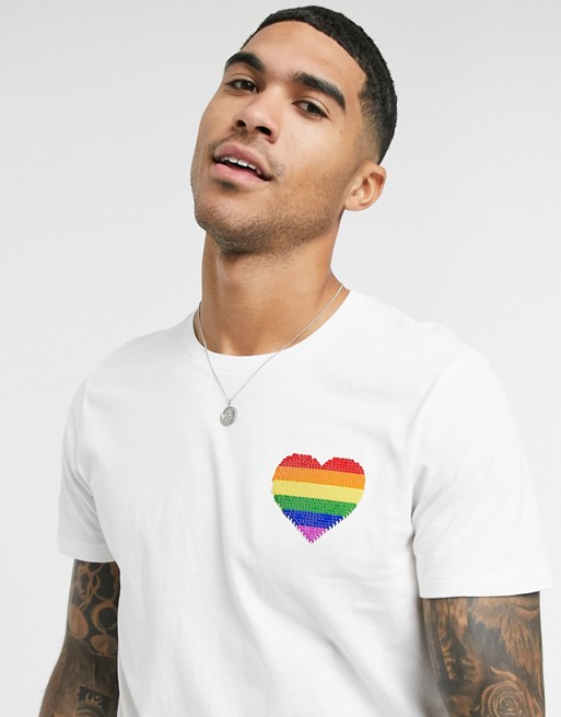 Abercrombie & Fitch Pride flip sequin t-shirt in white