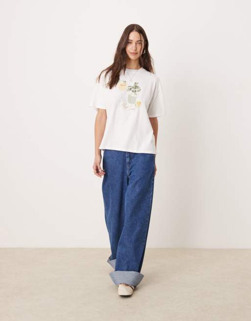 Abercrombie & Fitch printed oversized t-shirt in white, 2 of 4