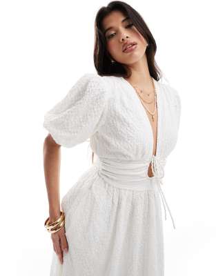abercrombie tie front midi dress NEW Abercrombie & Fitch angel sleeve twist front midi dress blue floral XSP