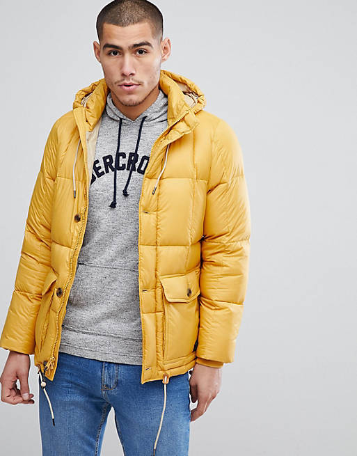 Abercrombie & Fitch Puffer Jacket Hooded in Yellow | ASOS