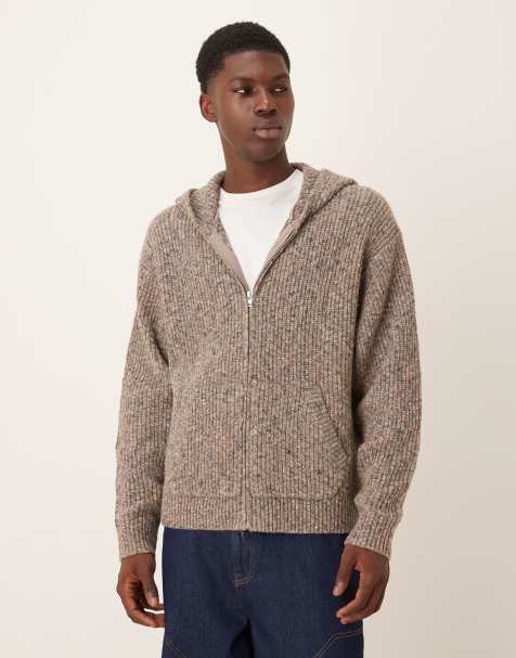 Abercrombie & Fitch - Pull à capuche zippé en maille - Marron - view 1