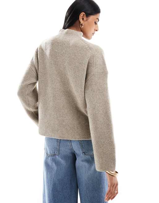 Abercrombie & Fitch - Pull à col montant - Gris clair, 4 de 4