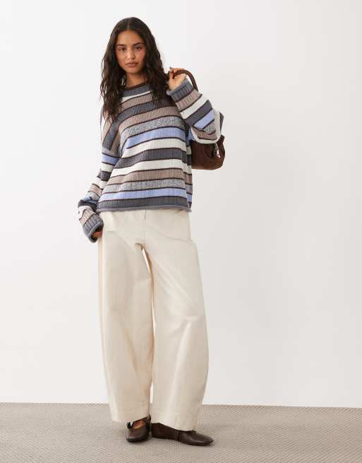 Abercrombie & Fitch pull ample en maille à rayures multicolores, 2 de 4