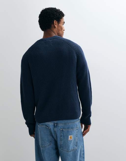 Abercrombie & Fitch pull col rond en maille bleu marine, 5 de 5
