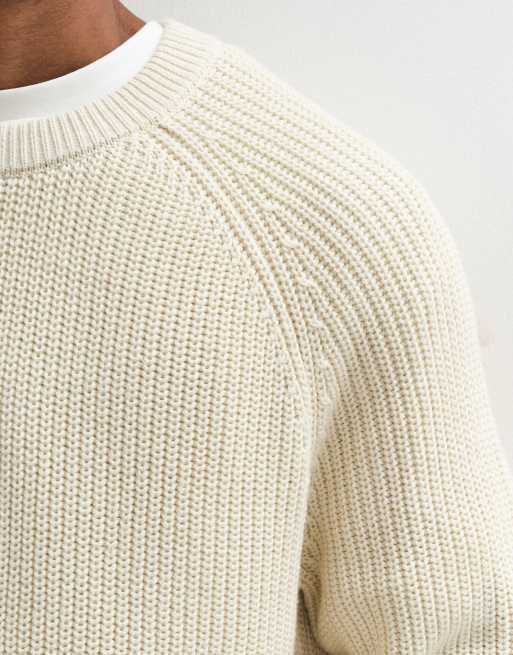 Abercrombie & Fitch pull col rond en maille riche en coton crème, 3 de 5