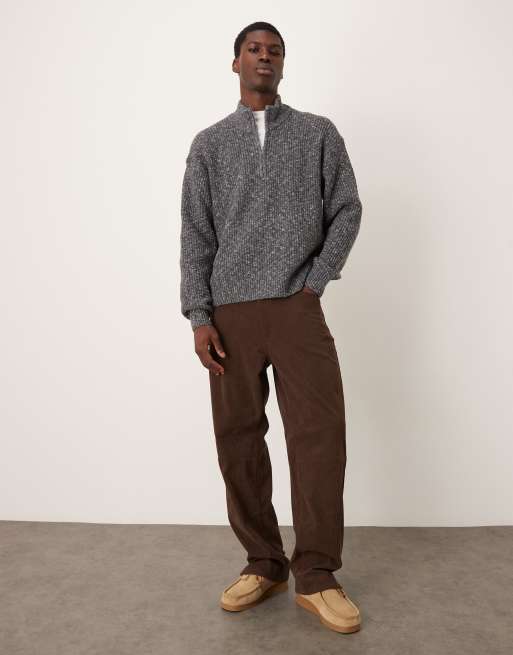 Abercrombie & Fitch - Pull confort en maille à col zippé - Anthracite, 2 de 5
