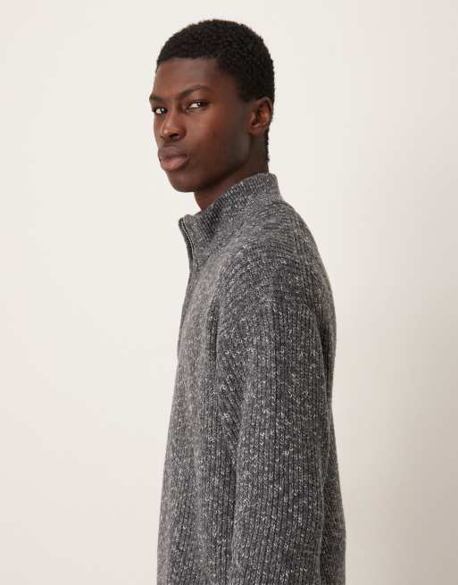 Abercrombie & Fitch - Pull confort en maille à col zippé - Anthracite, 4 de 5