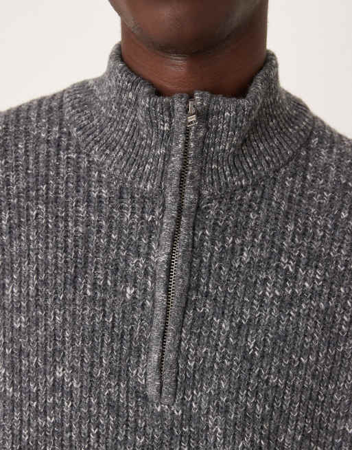Abercrombie & Fitch - Pull confort en maille à col zippé - Anthracite, 5 de 5