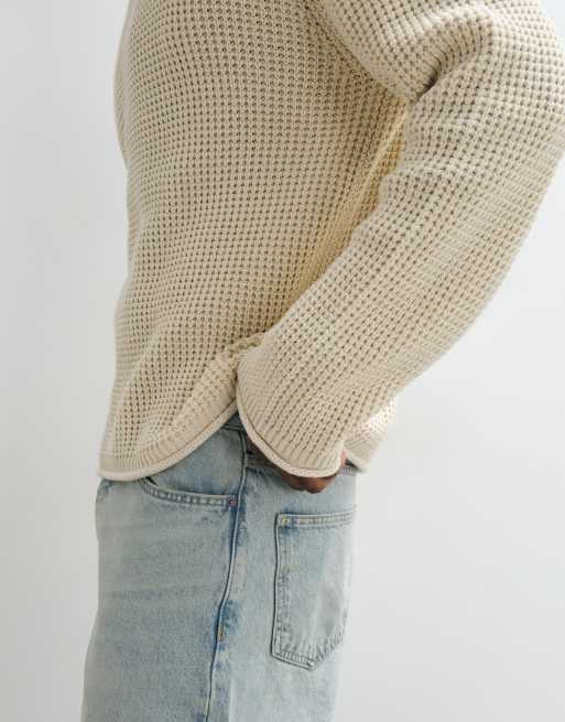 Abercrombie & Fitch pull en maille à col montant couleur crème, 5 de 5
