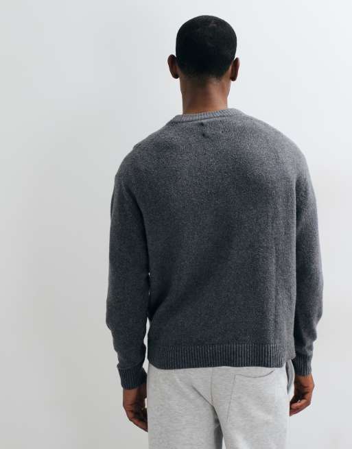 Abercrombie & Fitch pull en maille à col rond imprimé NYC, anthracite, 5 de 5