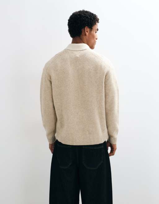 Abercrombie & Fitch pull en maille style rugby avec col contrastant couleur vison, 2 de 5