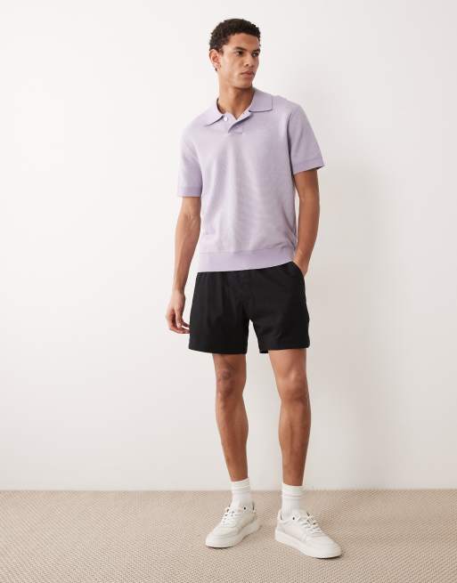 Abercrombie & Fitch pull on cotton linen mix shorts in black , 2 of 5