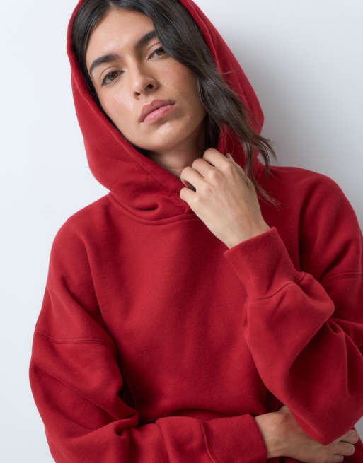 Abercrombie & Fitch pull on hoodie in red, 2 of 5