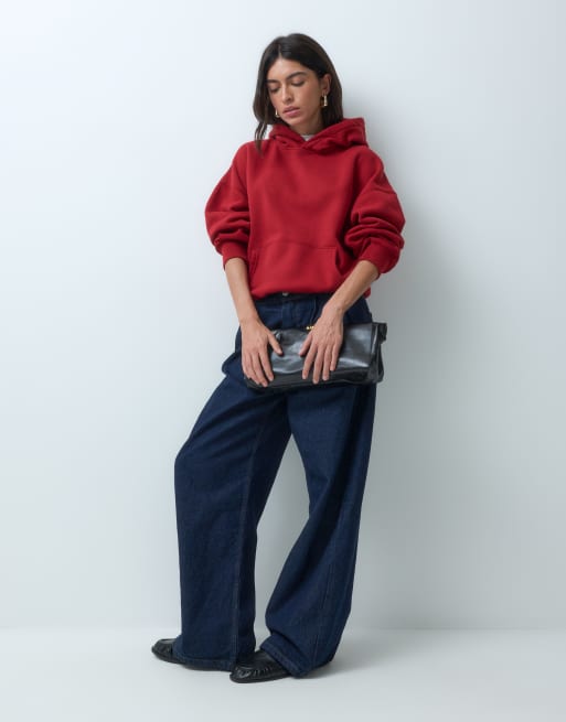 Abercrombie & Fitch pull on hoodie in red, 3 of 5