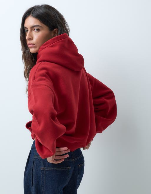 Abercrombie & Fitch pull on hoodie in red, 4 of 5