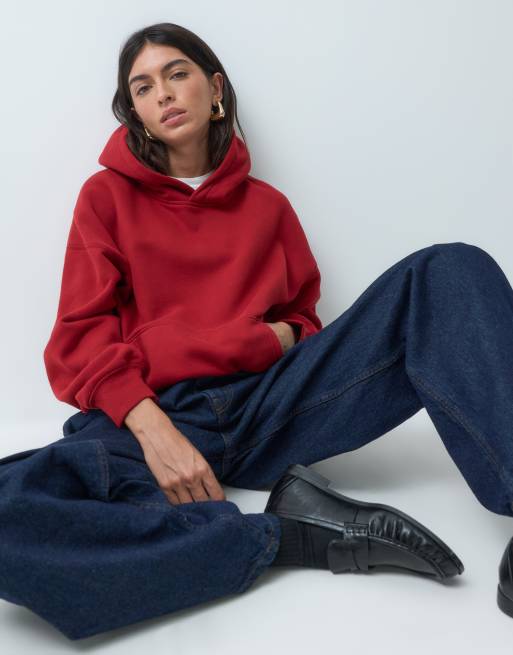 Abercrombie & Fitch pull on hoodie in red, 5 of 5