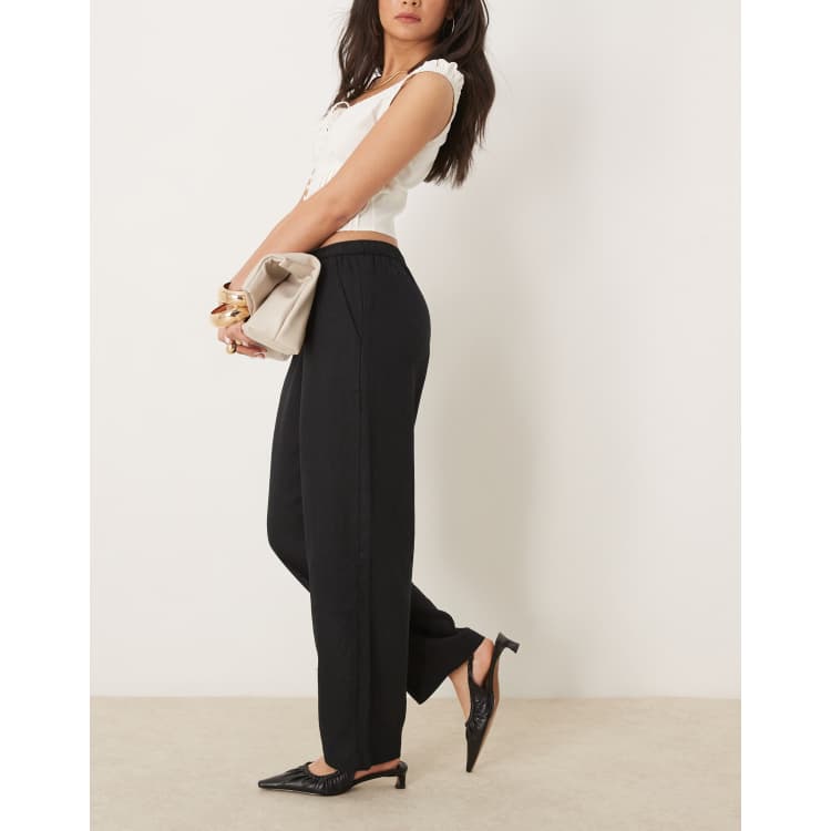 Abercrombie Fitch pull on linen blend straight leg pants in