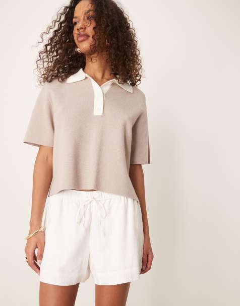Abercrombie & Fitch - Pull-on short van linnenmix in wit - view 1