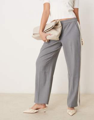Abercrombie & Fitch Pull On Straight Leg Pants With Pintuck Detail In Gray