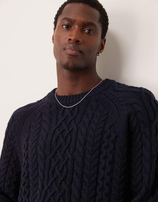 Abercrombie & Fitch - Pull oversize chaud en maille torsadée façon marin - Bleu marine, 2 de 4