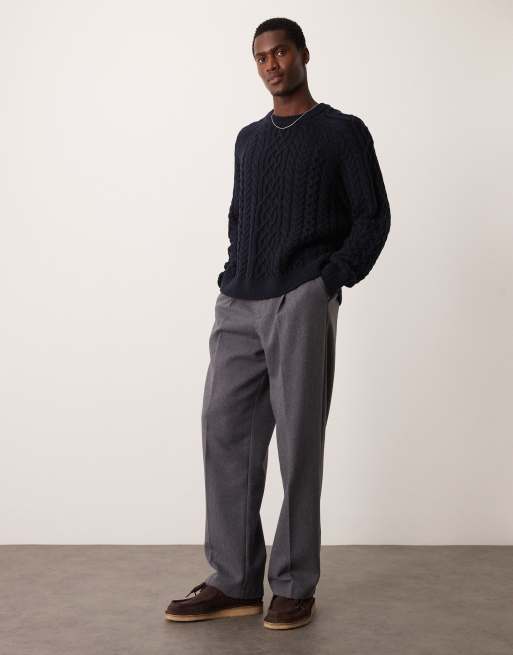 Abercrombie & Fitch - Pull oversize chaud en maille torsadée façon marin - Bleu marine, 4 de 4