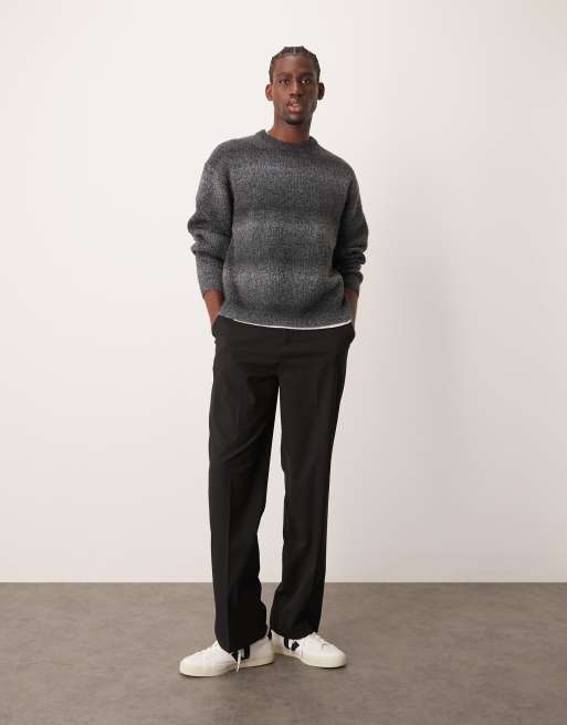 Abercrombie Fitch Pull oversize en maille teinte par sections Gris