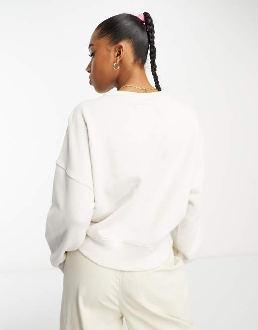 Abercrombie & Fitch - Pull ras de cou avec broderie ton sur ton - Blanc , 3 de 4