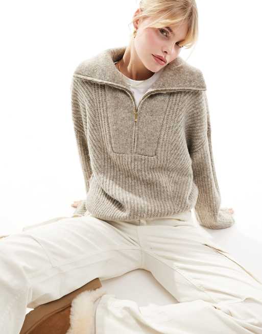 Abercrombie & Fitch – Pullover in Braun mit kurzem Pullover