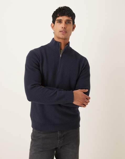 Abercrombie & Fitch – Pullover in Marineblau mit kurzem Reißverschluss - view 1