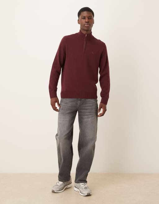Abercrombie & Fitch – Pullover in Rot mit kurzem Reißverschluss und Markenlogo, 2 von 5