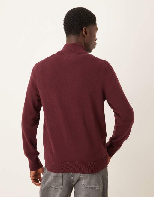 Abercrombie & Fitch – Pullover in Rot mit kurzem Reißverschluss und Markenlogo, 3 von 5