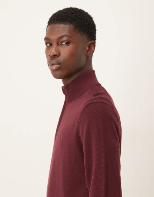 Abercrombie & Fitch – Pullover in Rot mit kurzem Reißverschluss und Markenlogo, 4 von 5