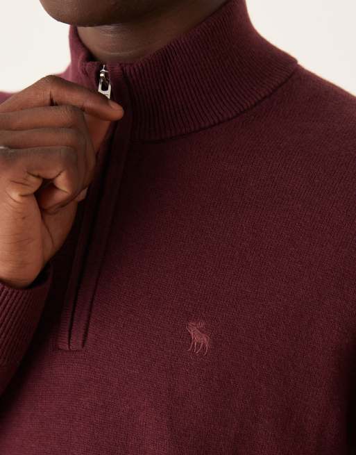 Abercrombie & Fitch – Pullover in Rot mit kurzem Reißverschluss und Markenlogo, 5 von 5