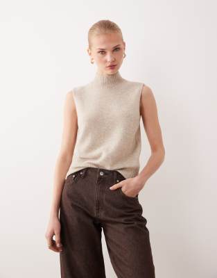Abercrombie & Fitch - Pullunder in Beige mit Stehkragen-Grau