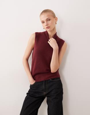 Abercrombie & Fitch - Pullunder in Burgunderrot mit Stehkragen-Brown