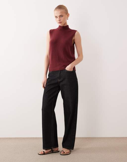 Abercrombie & Fitch – Pullunder in Burgunderrot mit Stehkragen, 2 von 4