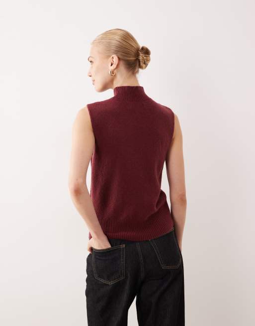 Abercrombie & Fitch – Pullunder in Burgunderrot mit Stehkragen, 4 von 4