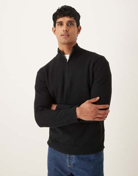 Abercrombie & Fitch quarter zip jumper in black - view 1