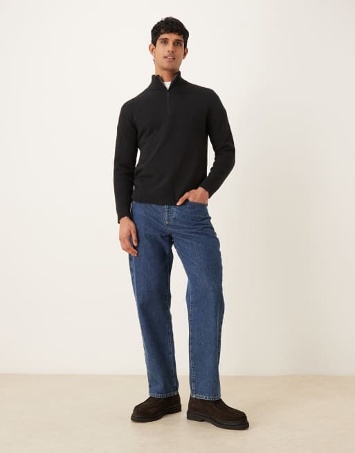 Abercrombie & Fitch quarter zip jumper in black, 2 of 5