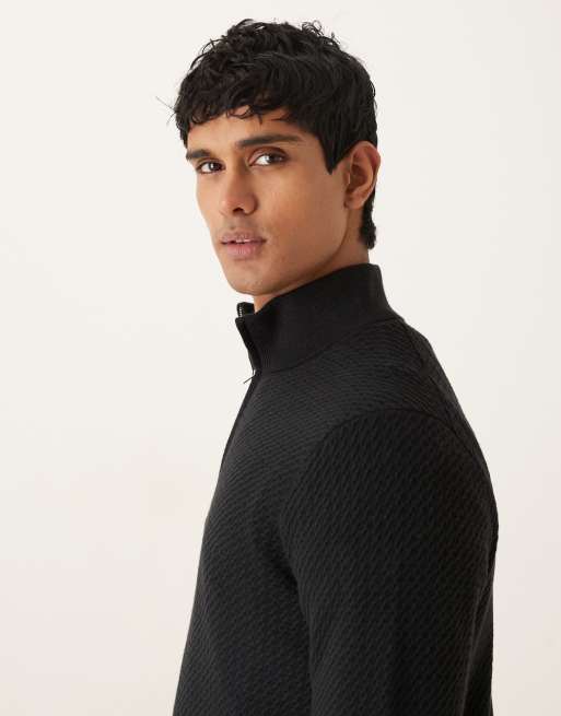 Abercrombie & Fitch quarter zip jumper in black, 3 of 5